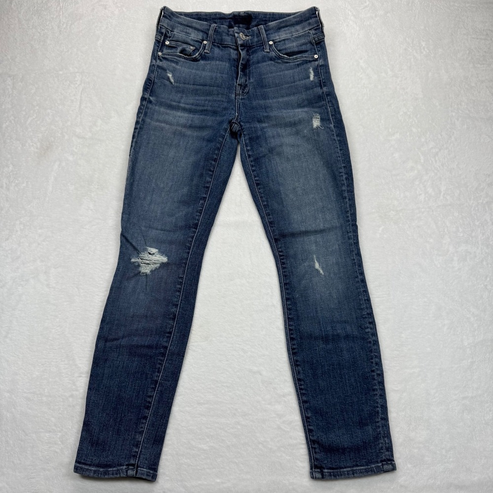 Mother The Looker Crop Distressed‎ Denim Jeans Dark Wash Blue Women's Size 25